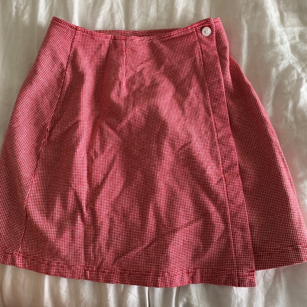 red checkered wrap skirt